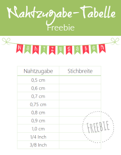 Freebie - Nahtzugaben-Tabelle